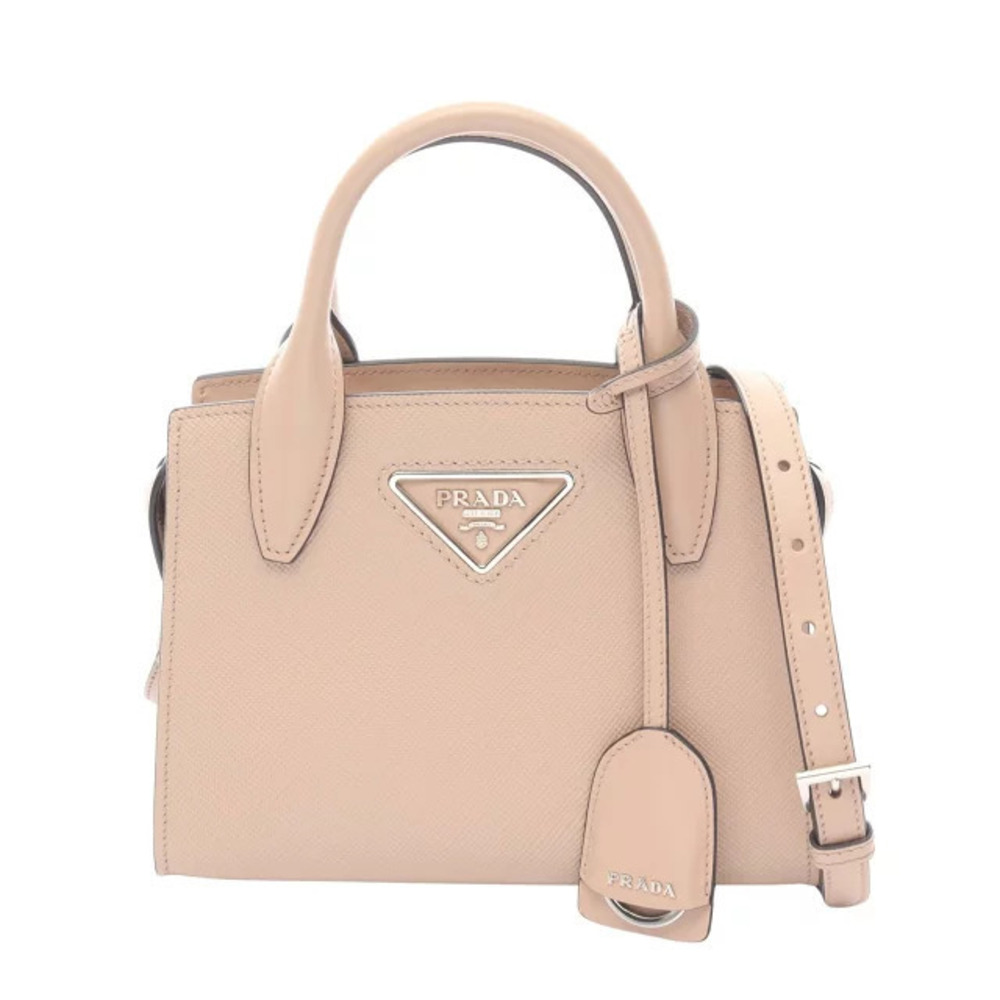 Prada SAFFIANO CUIR Monochrome Handbag Leather Beige Cream